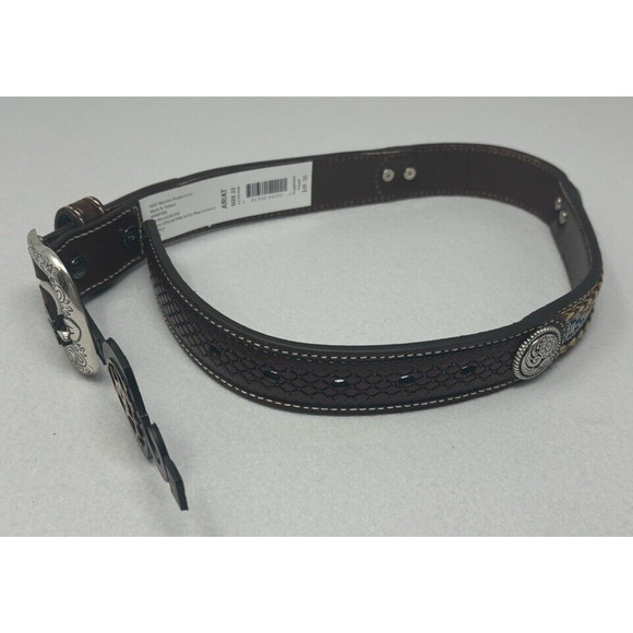 Ariat Western Belt Leather Youth Concho Southwest Inlay Brown NEW Size 22 - Picture 5 of 11